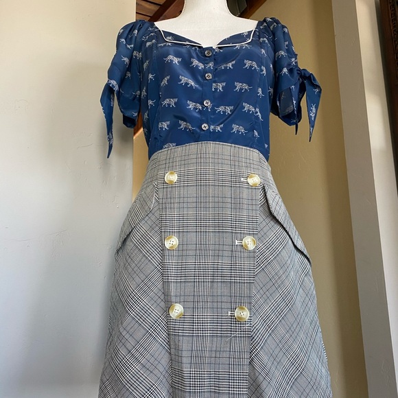 Cleobella cropped blue tiger blouse M - Picture 2 of 4